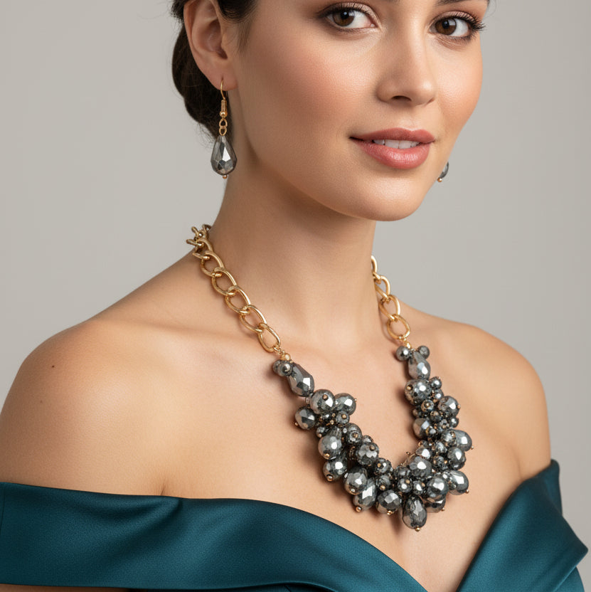 Set collar y aretes / Chapa de Oro 14K