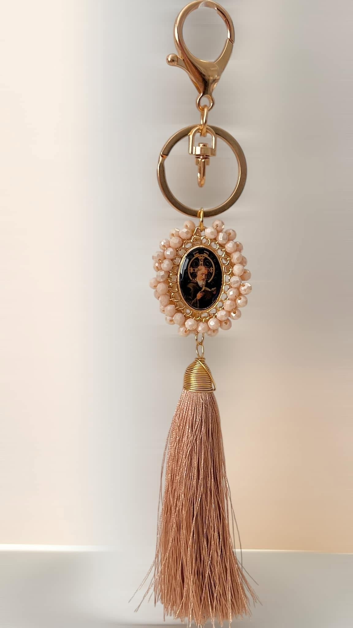 Llavero Religioso San Benito/ Chapa de Oro 14K