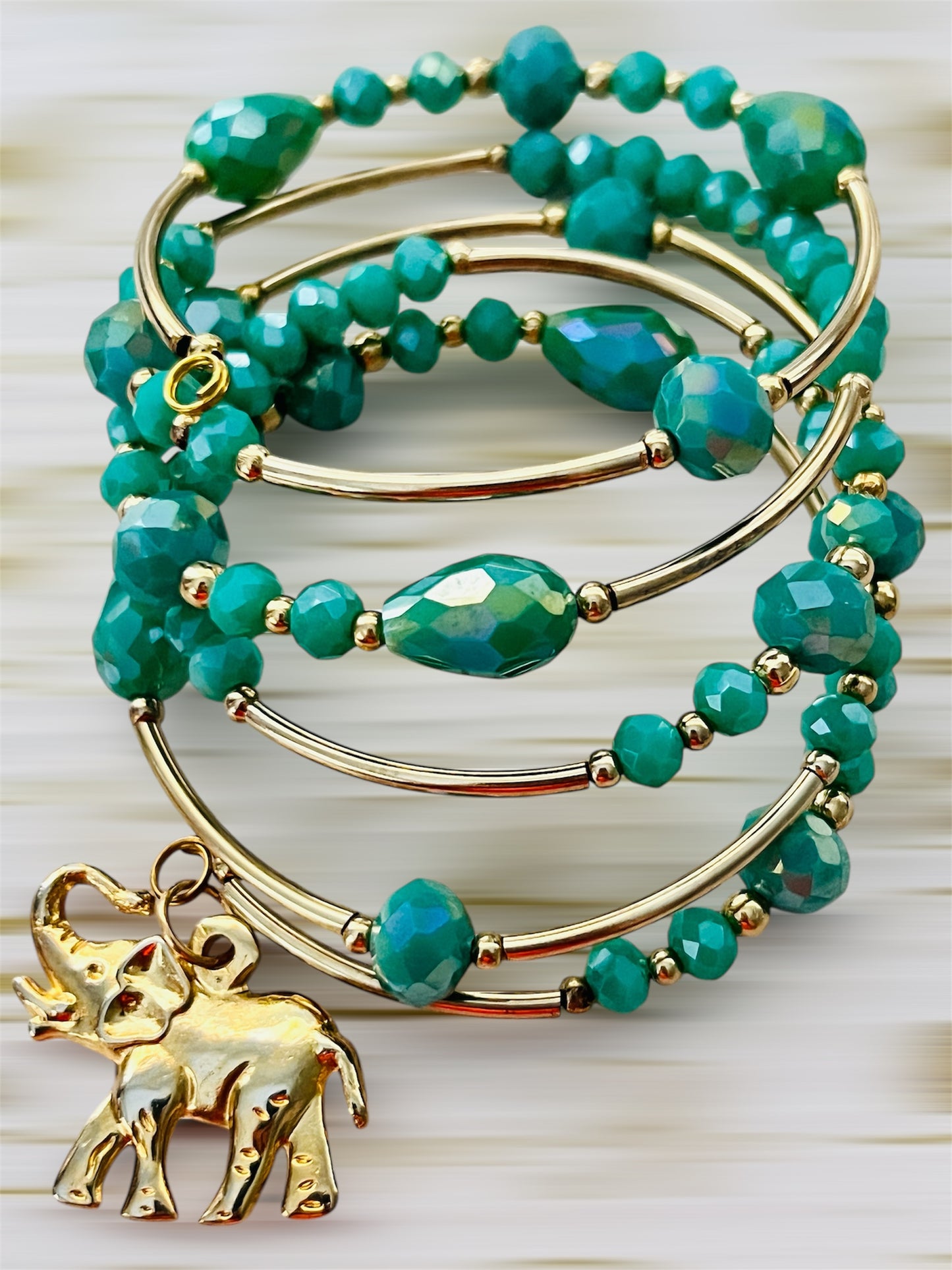 Espiral con elefante / Chapa de Oro 14K