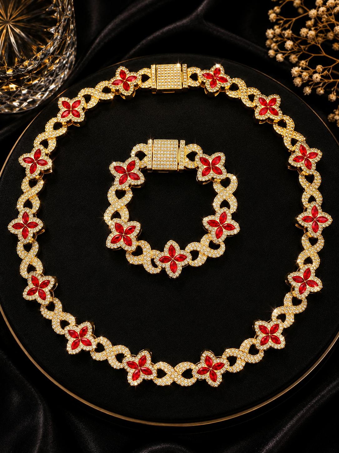 Set Petite Collar 18 inch y Pulsera 7.25 inch / Oro Laminado 18K