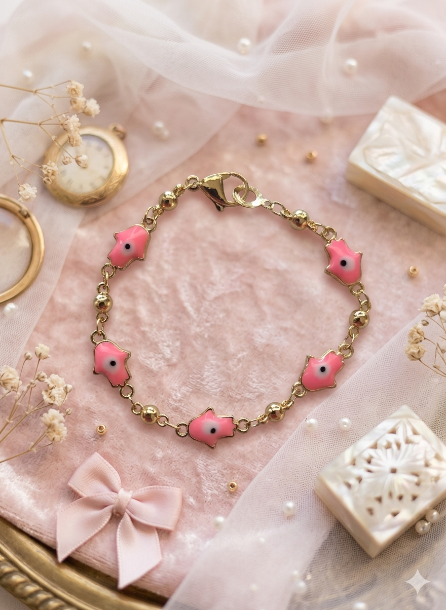Pulserita de mano de Fatima para niña / Oro Laminado 18K
