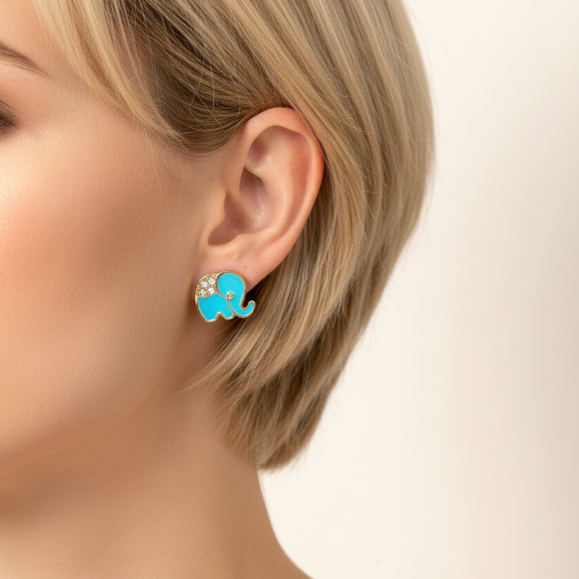 Aretes Elefante / Oro Laminado 18K
