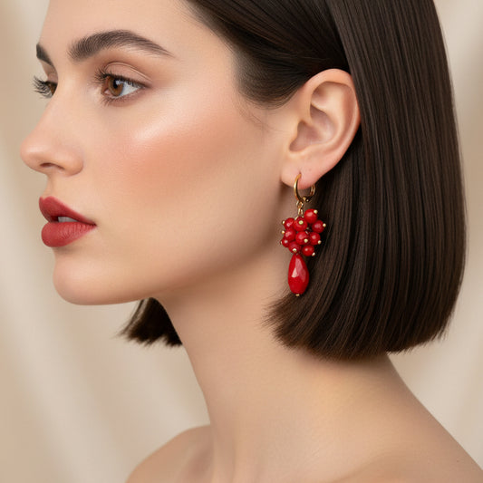 Aretes Huggies Uva 🍇 / Chapa de Oro 14K