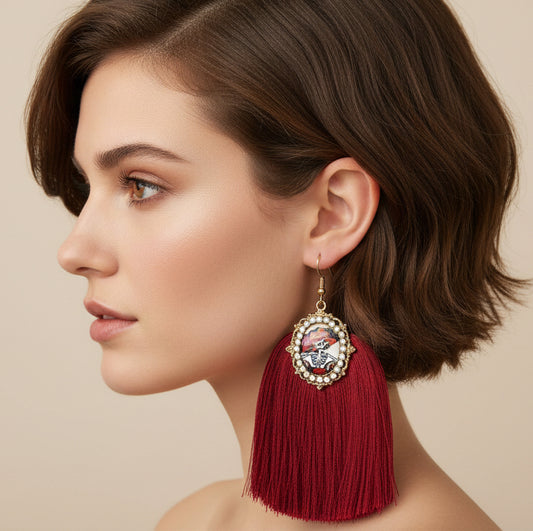 Aretes Catrina / Chapa de Oro 14K