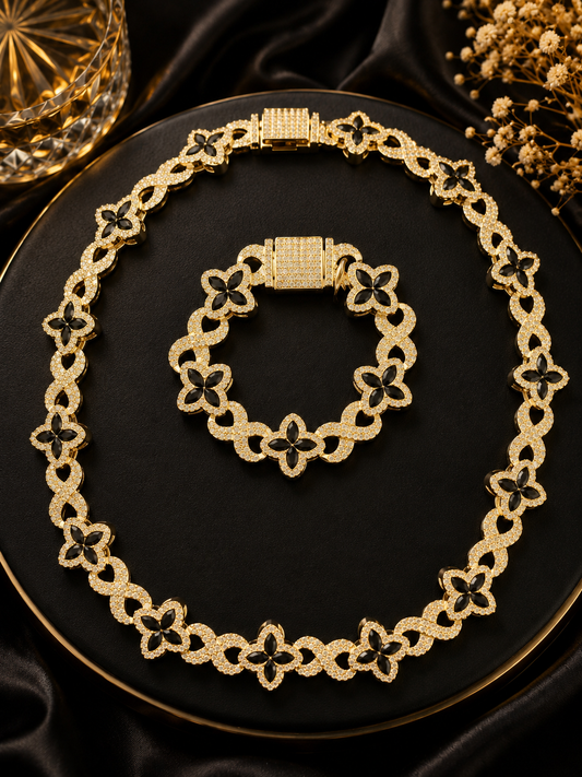 Set Petite Collar 18 inch y Pulsera 7.25 inch / Oro Laminado 18K