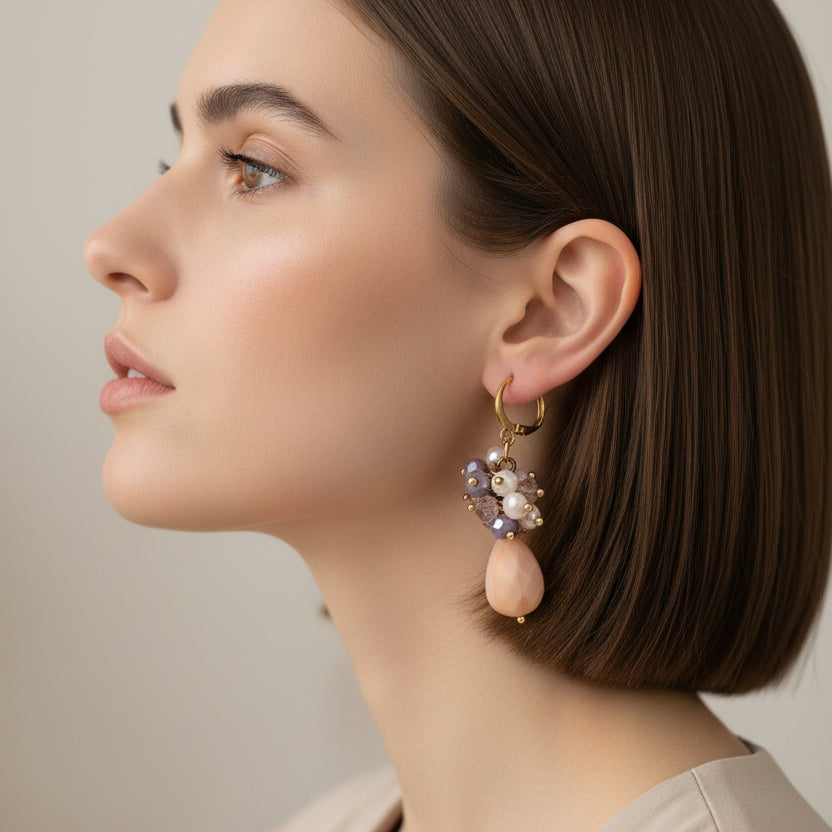 Aretes Huggies Uva 🍇 / Chapa de Oro 14K