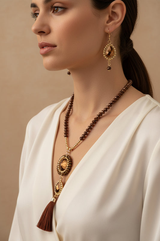 Set collar y aretes / Chapa de Oro 14K