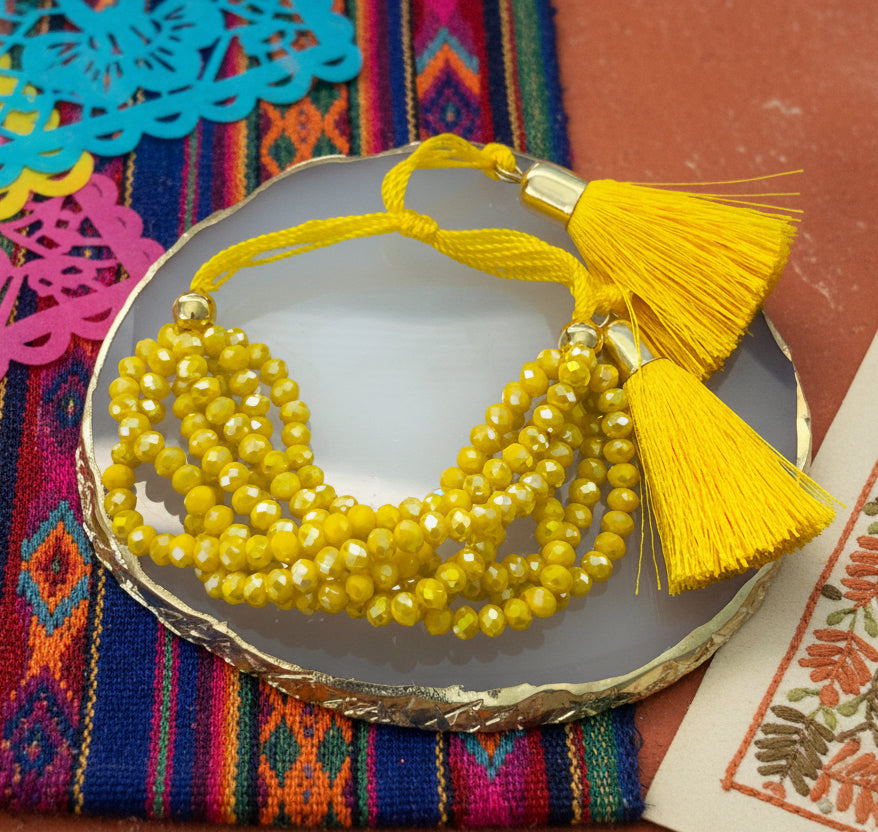 Pulsera 7 hilos de cristal / ajustable