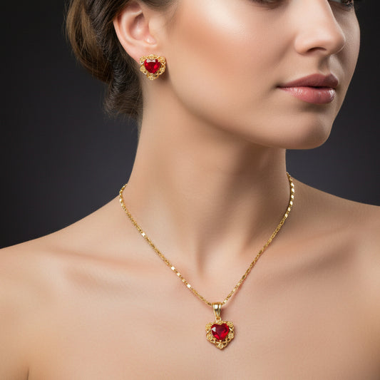 Set corazón / Oro laminado 18K