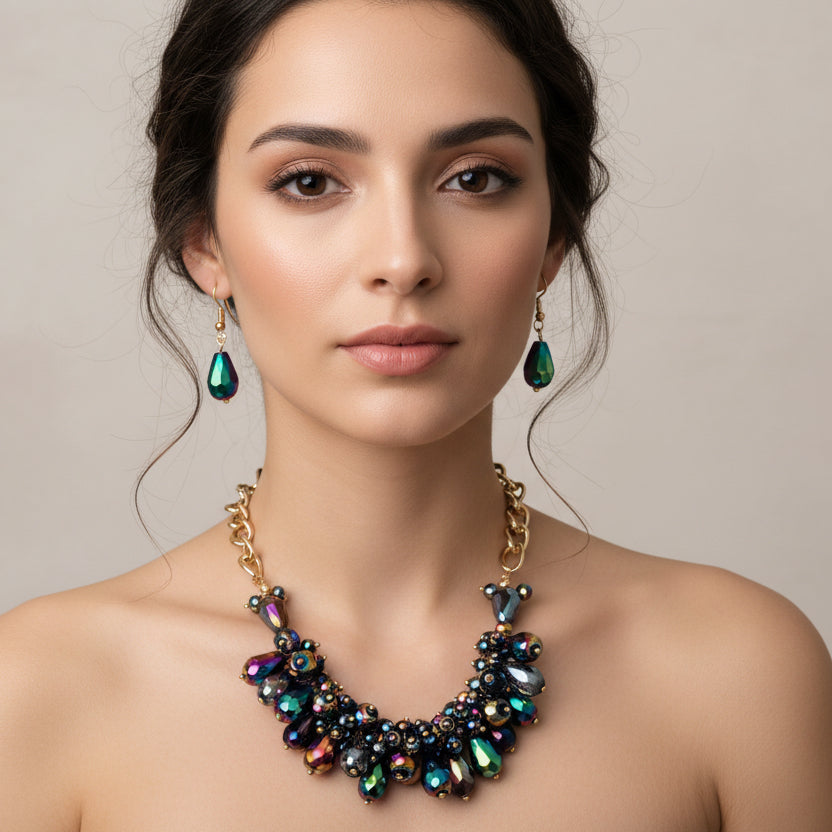 Set collar y aretes / Chapa de Oro 14K