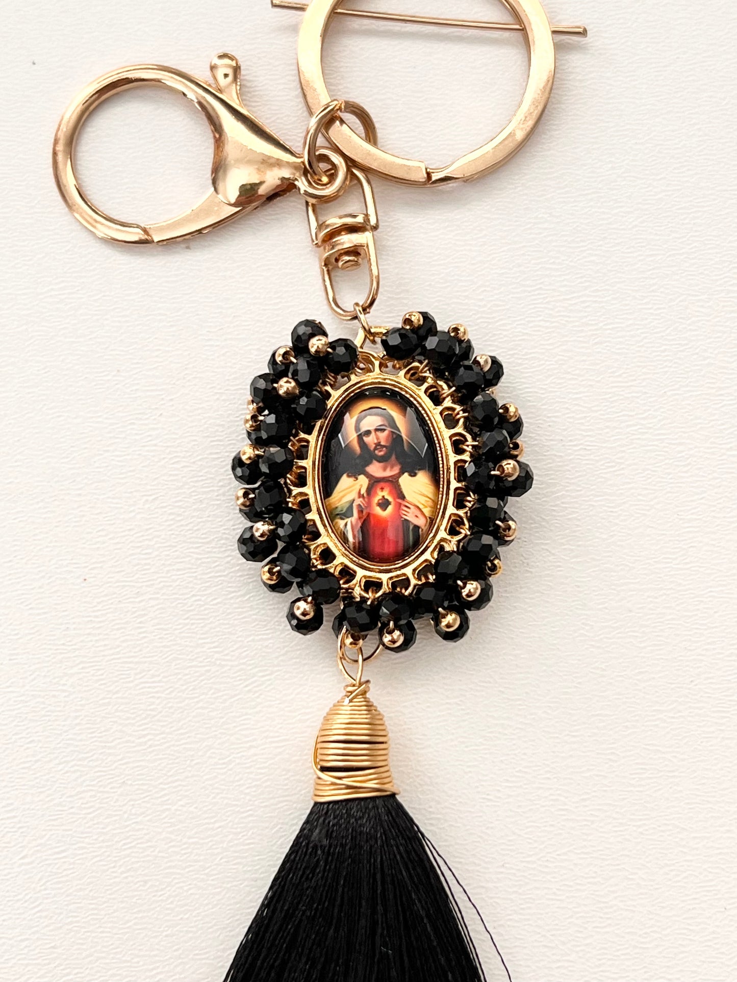 Llavero Religioso Sagrado Corazón / Chapa de Oro 14K