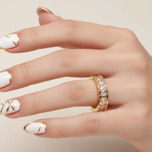 Anillo Zirconia / Oro Laminado 18K