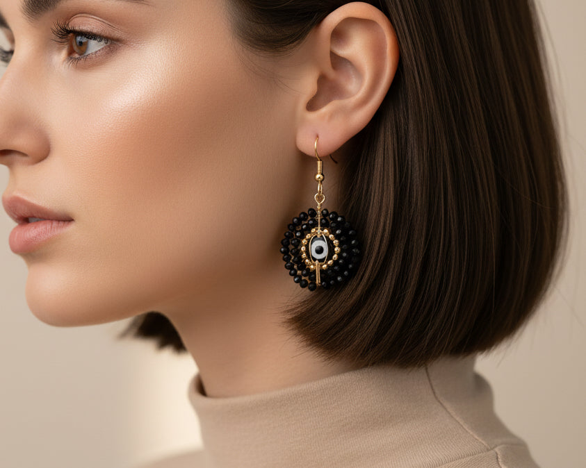 Aretes Ojo Turco / Chapa de Oro 14K