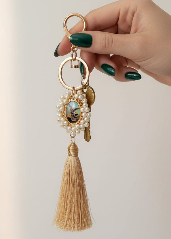 Llavero Religioso Arcángel / Chapa de Oro 14K