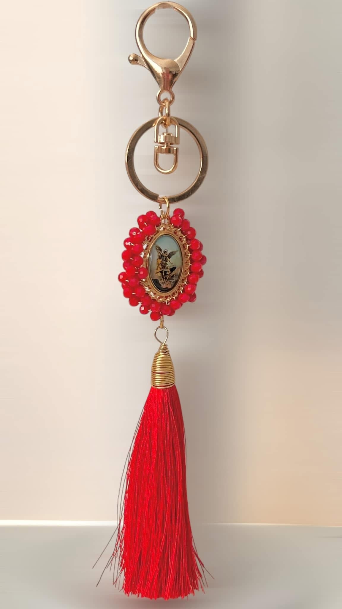 Llavero Religioso Arcángel / Chapa de Oro 14K