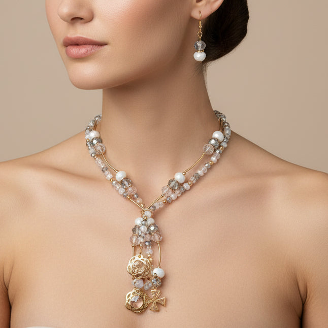 Set collar y aretes / Chapa de Oro 14K