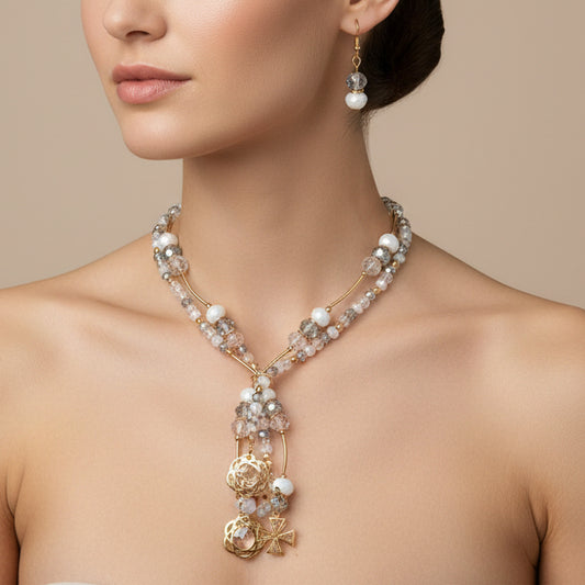 Set collar y aretes / Chapa de Oro 14K