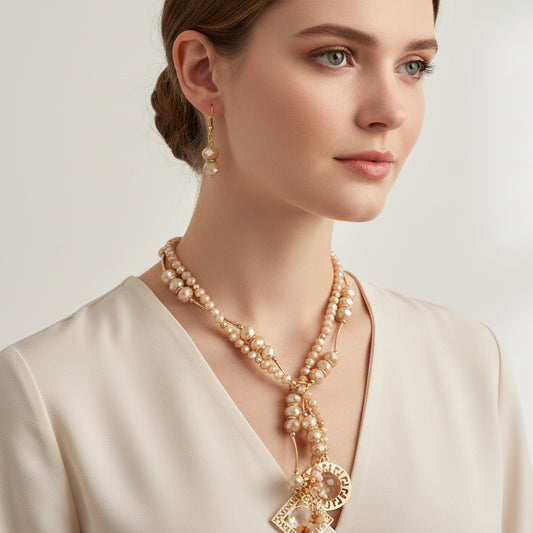 Set collar y aretes / Chapa de Oro 14K