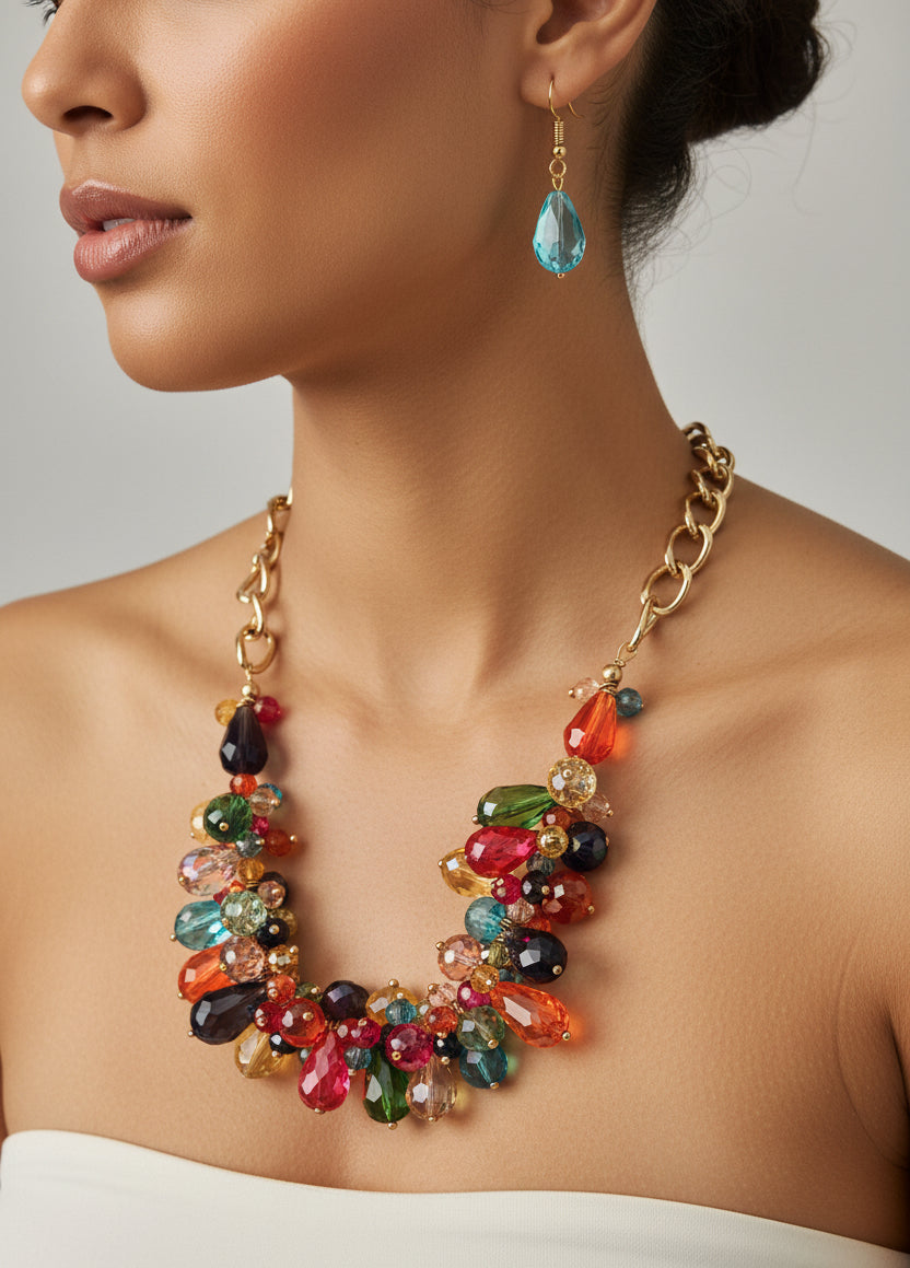 Set collar y aretes / Chapa de Oro 14K