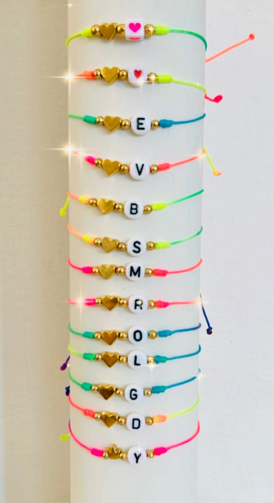Pulsera de hilo Letras / Chapa de Oro 14K