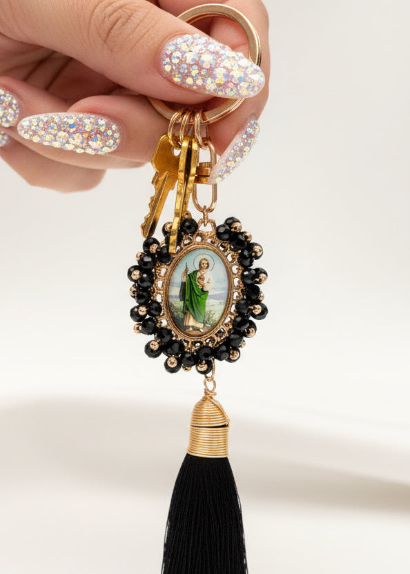 Llavero Religioso San Judas/ Chapa de Oro 14K