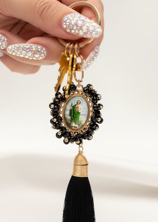 Llavero Religioso San Judas/ Chapa de Oro 14K