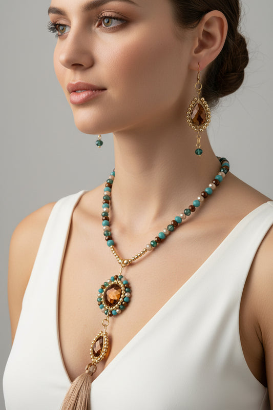 Set collar y aretes / Chapa de Oro 14K