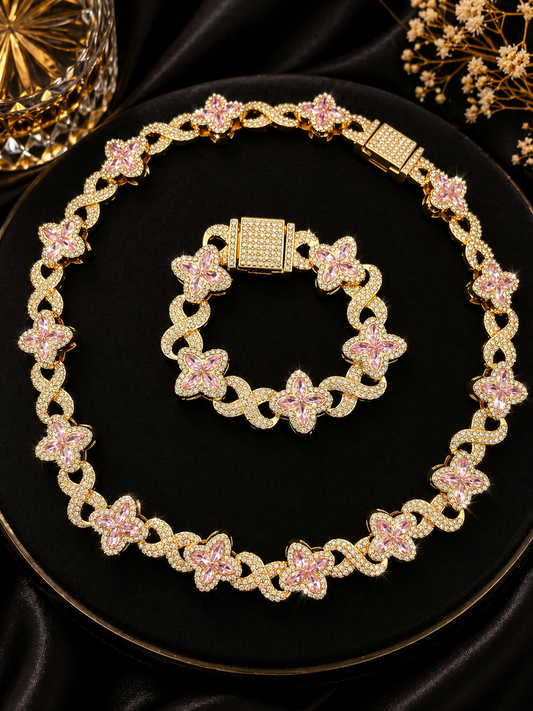 Set Petite Collar 18 inch y Pulsera 7.25 inch / Oro Laminado 18K