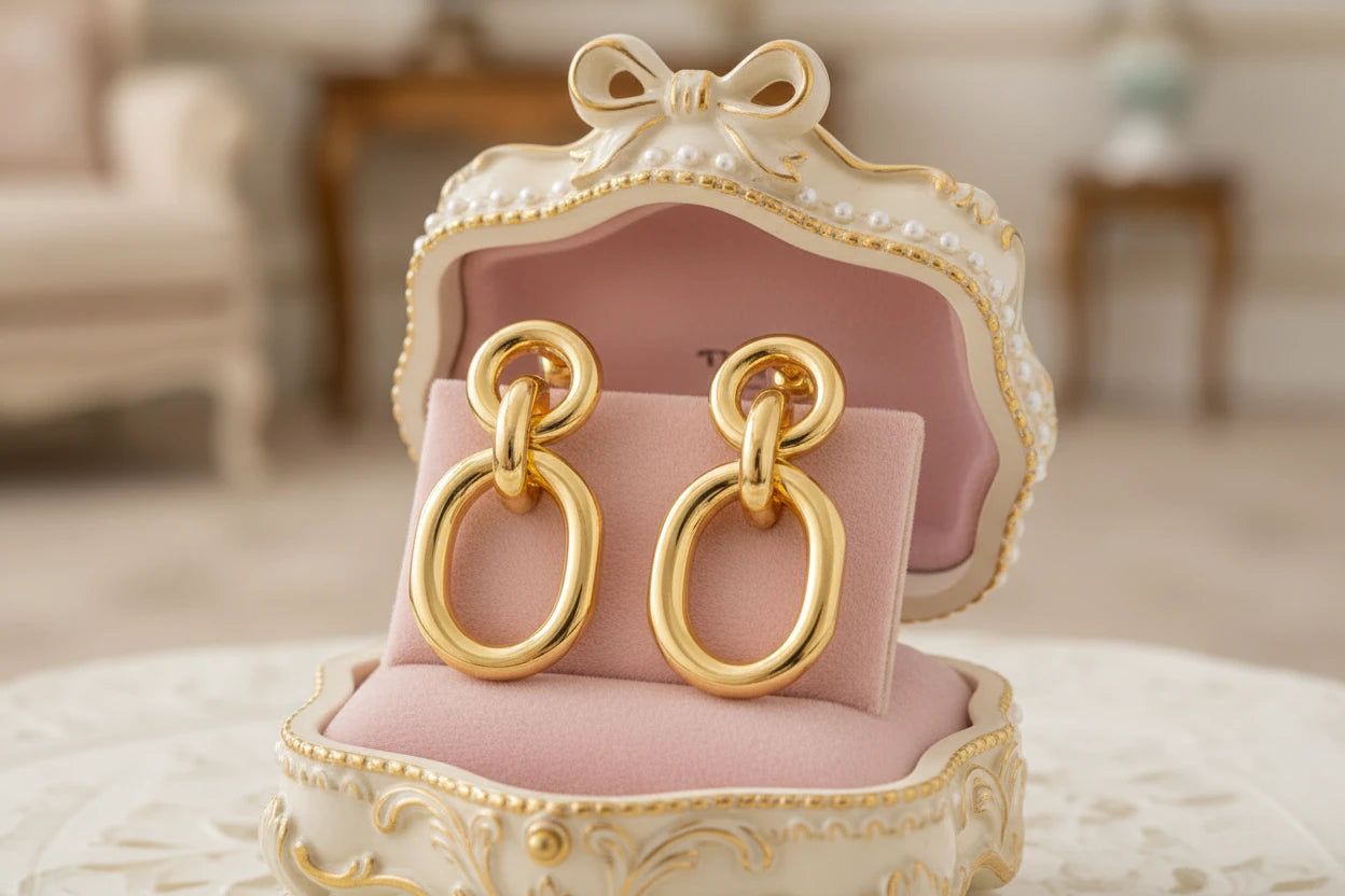 Aretes Geo / Oro Laminado 18K
