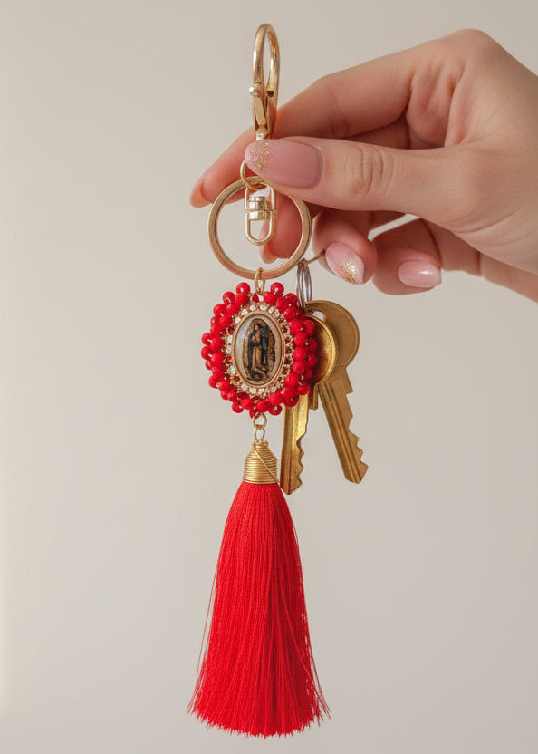 Llavero Religioso Virgen de Guadalupe/ Chapa de Oro 14K