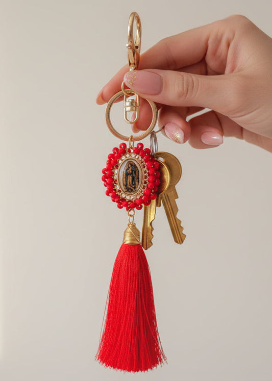 Llavero Religioso Virgen de Guadalupe/ Chapa de Oro 14K
