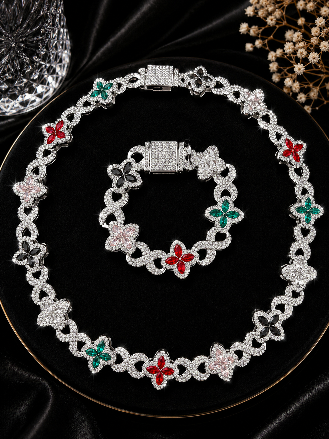 Set Petite Collar 18 inch y Pulsera 7.25 inch / Oro Laminado 18K