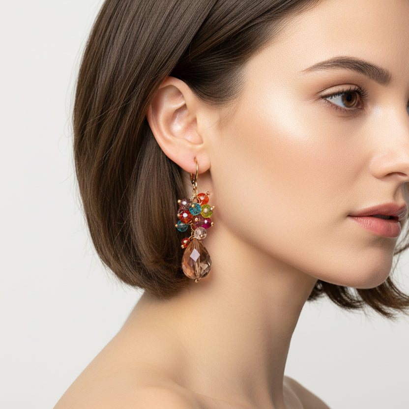 Aretes Huggies Uva 🍇 / Chapa de Oro 14K