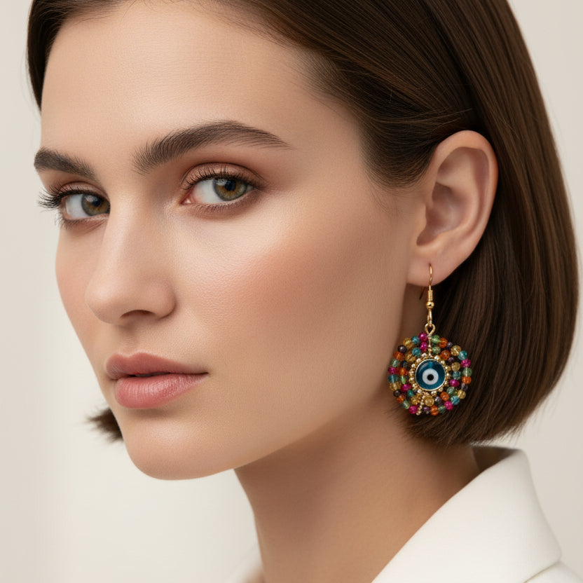 Aretes Ojo Turco / Chapa de Oro 14K