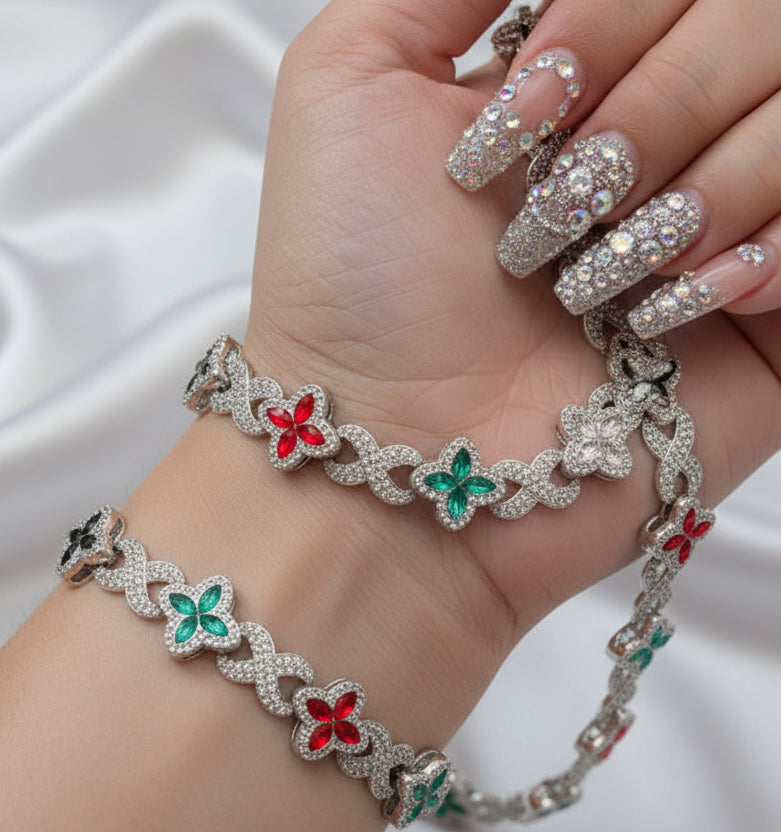 Set Petite Collar 18 inch y Pulsera 7.25 inch / Oro Laminado 18K