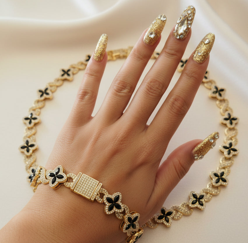 Set Petite Collar 18 inch y Pulsera 7.25 inch / Oro Laminado 18K