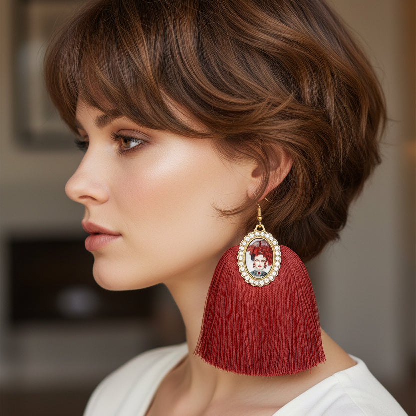 Aretes Frida Kahlo / Chapa de Oro 14K